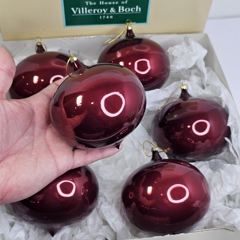 Villeroy & Boch Large Mouth Blown Glass Christmas Ornaments 6pcs Large